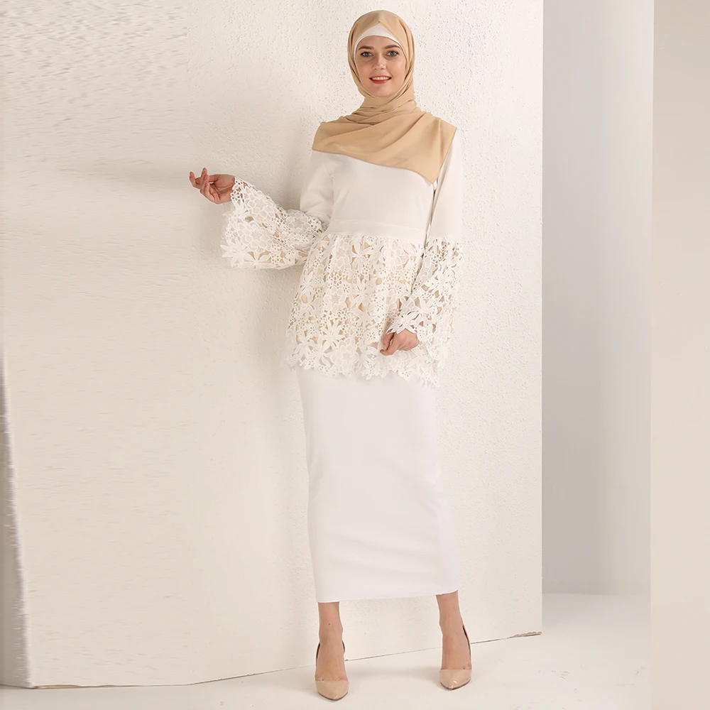 Мусульманские женские кружевные топы с длинными рукавами арабские открытые