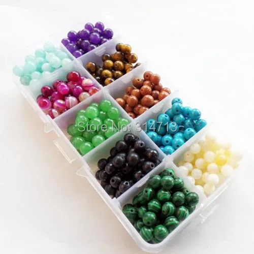 500 шт./лот красивые 10 видов смешанных материалов из натурального камня Круглые