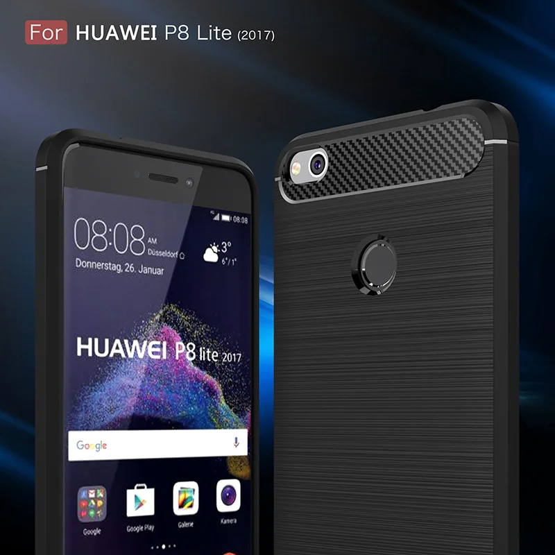 Bili-fox Silicone Case for Huawei P8 Lite Phone Cover Coque For Luxury Slim Soft TPU Carbon Fiber Texture Anti-knock | Мобильные