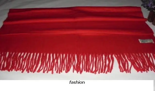 Кашемировый шерстяной шарф теплый унисекс Праздничный большой красный толстые