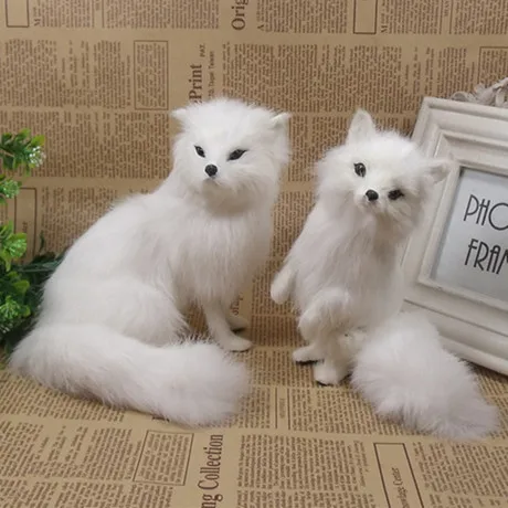 

simulation cute white fox 16x15x12cm model polyethylene&furs fox model home decoration props ,model gift d645