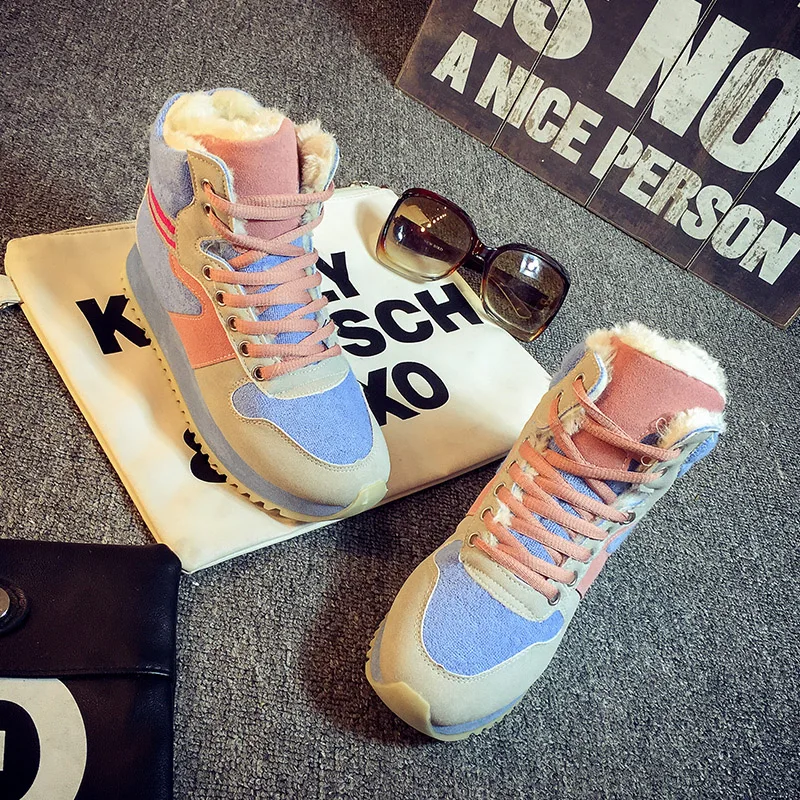 Зимние ботинки женская обувь на платформе коллекция 2018 года зимняя теплая с