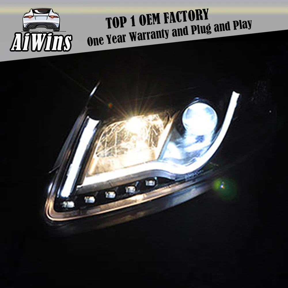 Aiwins автомобильный головной светильник для Audi A6L светодиодный бар DRL HID объектив Plug