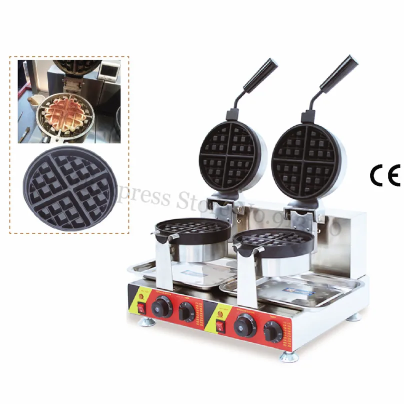 

Electric Waffle Making Machine Stainless Steel Double Heads Snack Food Waffle Maker 220V 110V CE 656