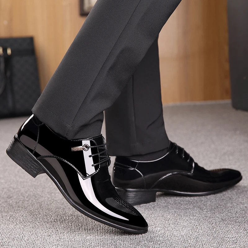 Новинка; мужские туфли из искусственной кожи высокого качества; Zapatos de hombre; размеры 38-44; черные кожаные мягкие мужские деловые туфли