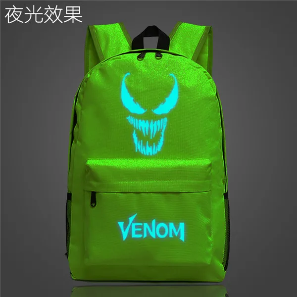 Style 1 Светящийся рюкзак Venom Marvel Hero, школьная сумка, Студенческая Детская сумка для мальчиков и девочек, рюкзак для ноутбука, повседневный рюкзак, светится в темноте - Цвет: Style 1