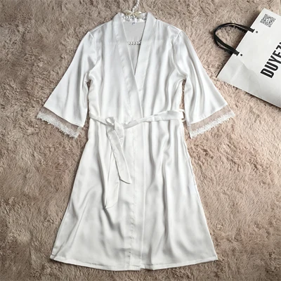 lace white 4 шт. в партии, вышивка, логотип, свадебная девичник, вечерние подарки, шелковое атласное кимоно, свадебная одежда для невесты - Цвет: lace white