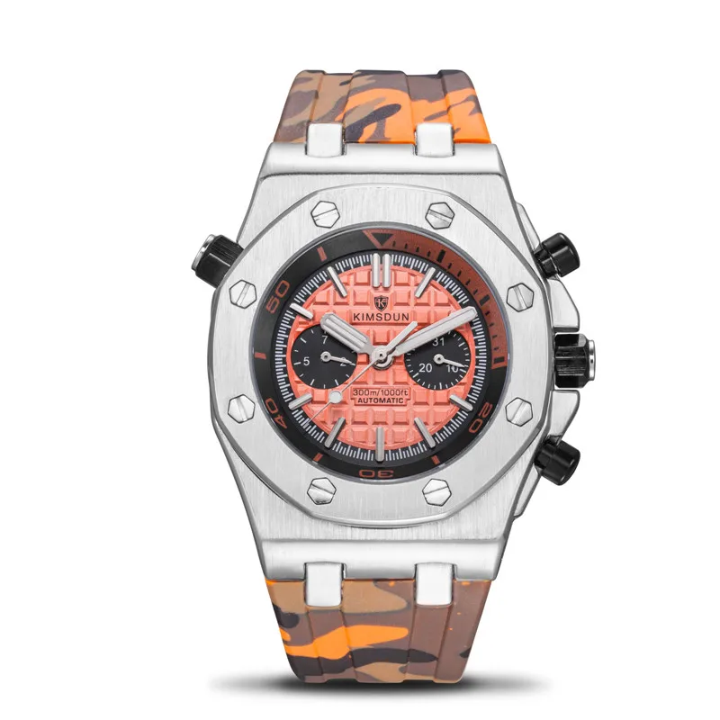 

2021 New Automatic Mechanical Men Watches All Subdials Work Silicone Band Watch Men Luxury Male Clock