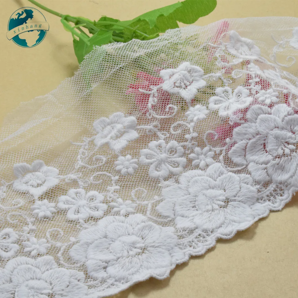 13 см ширина белый хлопок вышитый кружевной гипюровые ленты отделка DIY Свадебные