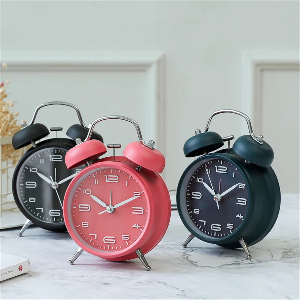 Металлический будильник в скандинавском стиле черный простой ночсветильник с