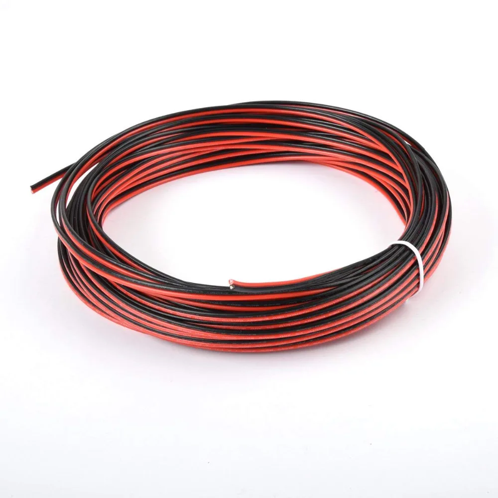 ПВХ 18awg RGB удлинитель провод шнур 2 проводника параллельный 164ft [черный 82ft красный