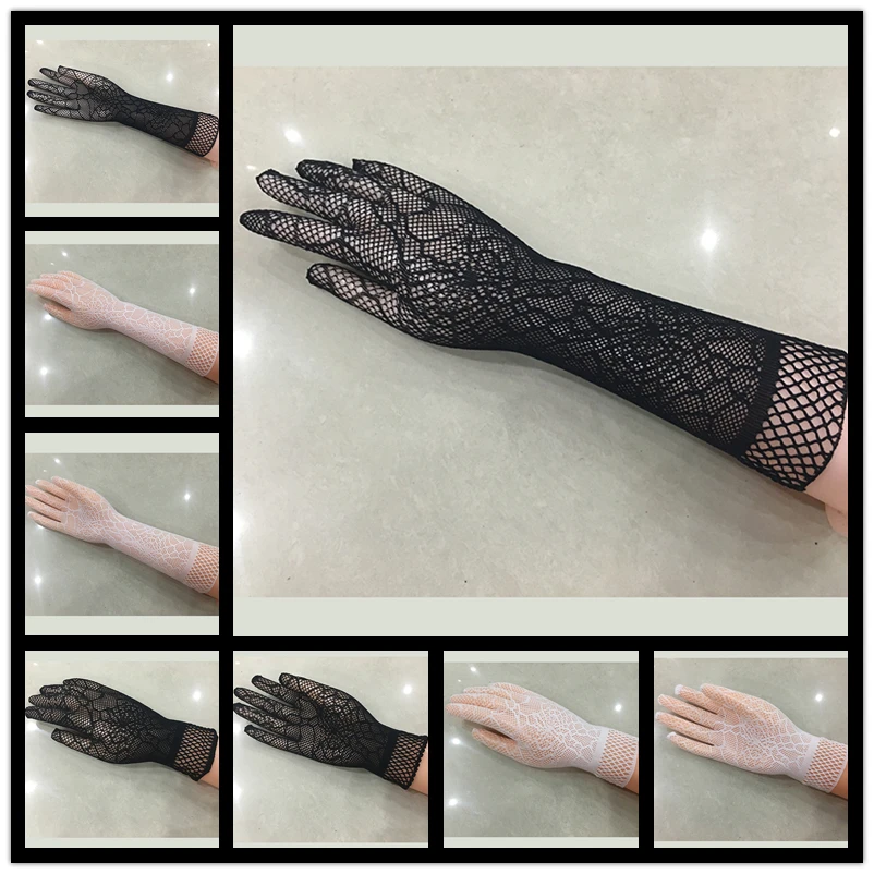 Сексуальные прозрачные кружевные эластичные перчатки для невесты с длинным
