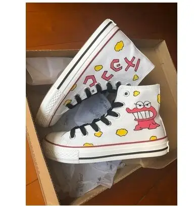 color 1 Большие размеры 35-44; пара парусиновых туфель; женская обувь; милые женские кроссовки «Дораэмон»; повседневная обувь для студентов с ручной росписью в стиле граффити - Цвет: color 1