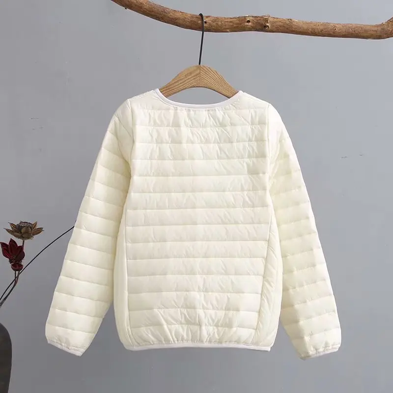 Однотонное тонкое базовое зимнее пальто женская парка с круглым вырезом