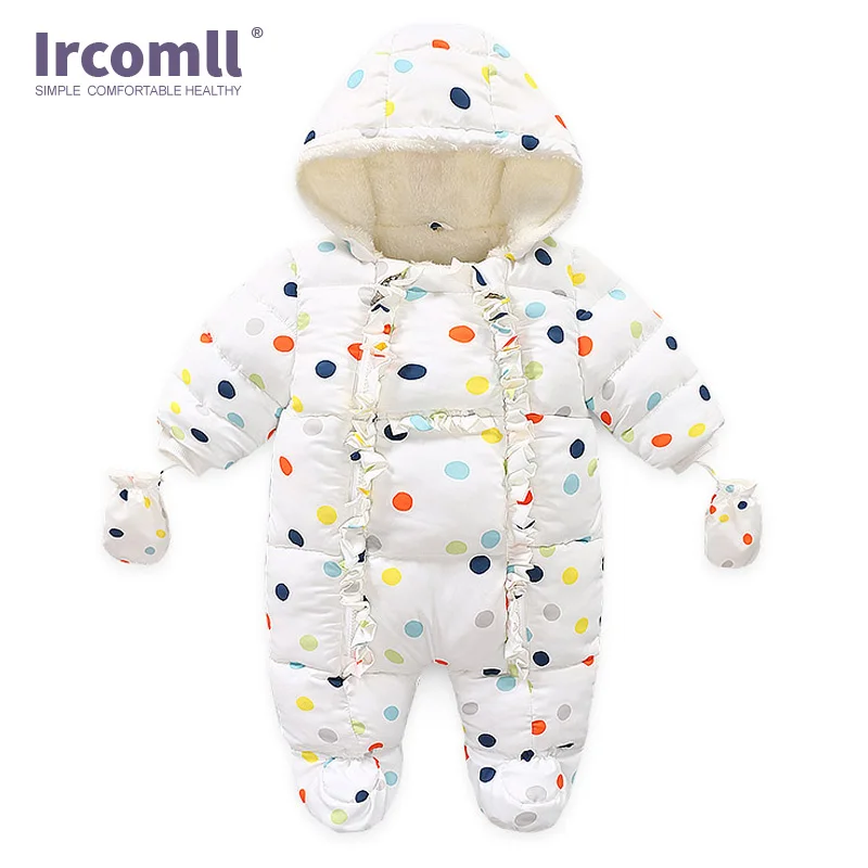 White Ircomll/зимние комбинезоны для новорожденных мальчиков и девочек; комбинезон с длинными рукавами для малышей; хлопковый Детский костюм; детская одежда для ползания - Color: White