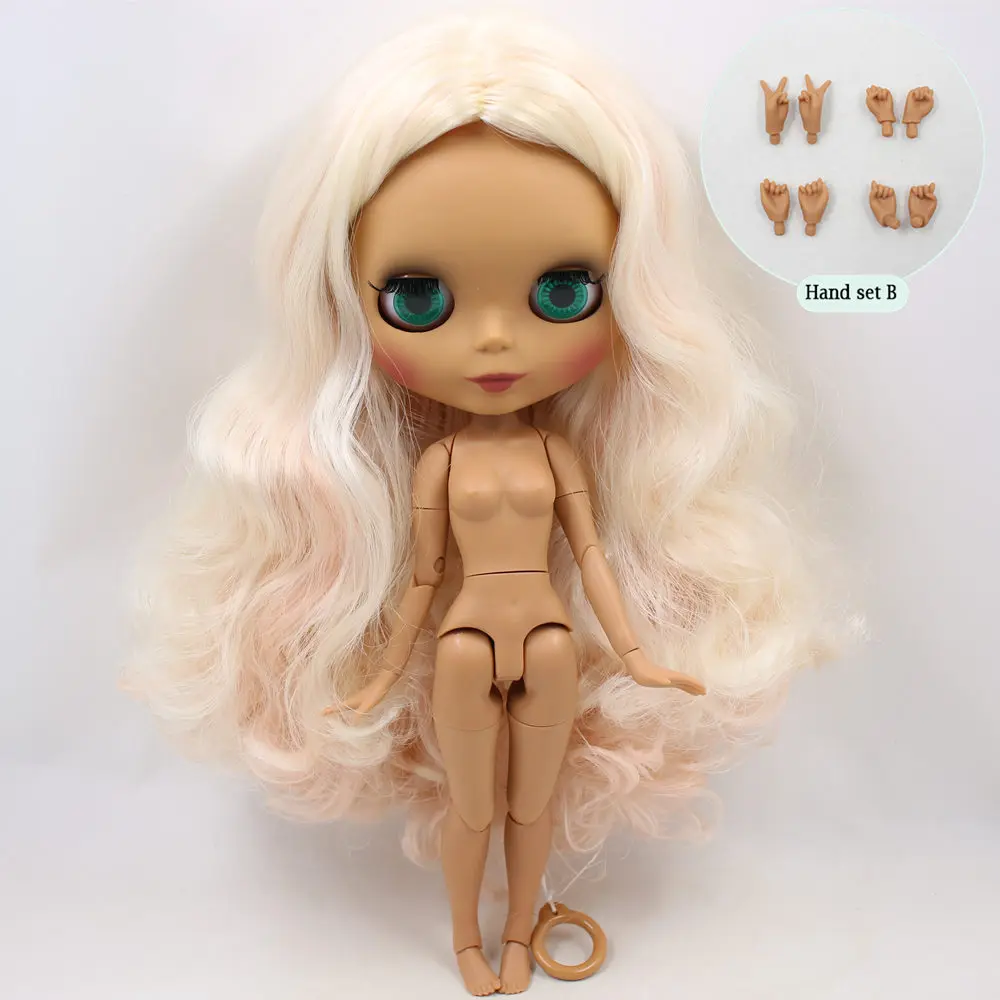 like the picture Ледяной телесного цвета Blyth кукольные нет. BL2352/3139/340 светлые mix розовые волосы без челки шарнирное тело черная кожа матовая лицевая сторона 1/6 BJD - Цвет: like the picture