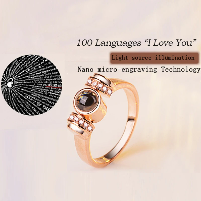 Новый дизайн 100 языков &quotI Love You&quot память о любви розовое золото обручальное
