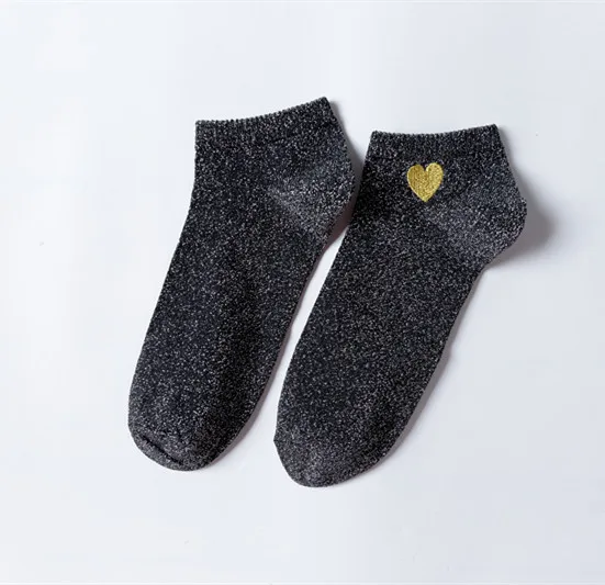 Deep Gray ARMKIN/модные женские носки в Корейском стиле; женские блестящие носки с узором в виде сердца; милые хлопковые носки в стиле Харадзюку; calcetines mujer; Веселые носки - Цвет: Deep Gray