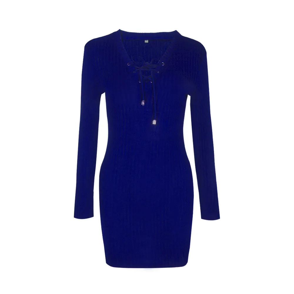 Women Winter Long Sleeve soft and comfortable Knitted BodyCon Sweater Dress L50/0126