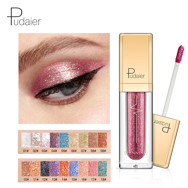 Pudaier 18 видов цветов блестящие тени для век алмазные жемчужные водонепроницаемые