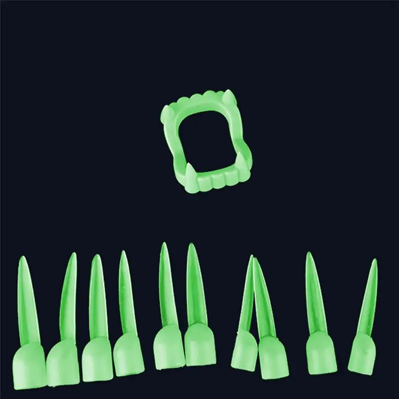 10 шт. светящиеся поддельные Зубы вампира для Хэллоуина вечерние зубы реквизит