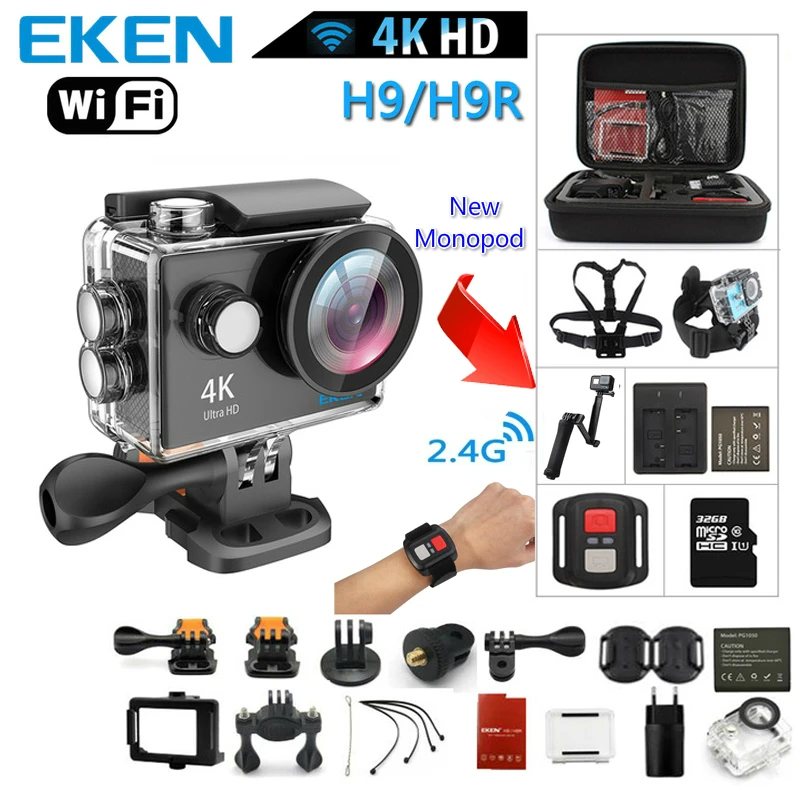 Экшн камера Eken H9 / H9R Ultra HD 4K водонепроницаемость 30 м экран 2 0 дюйма 1080p|Экшн-камеры| |