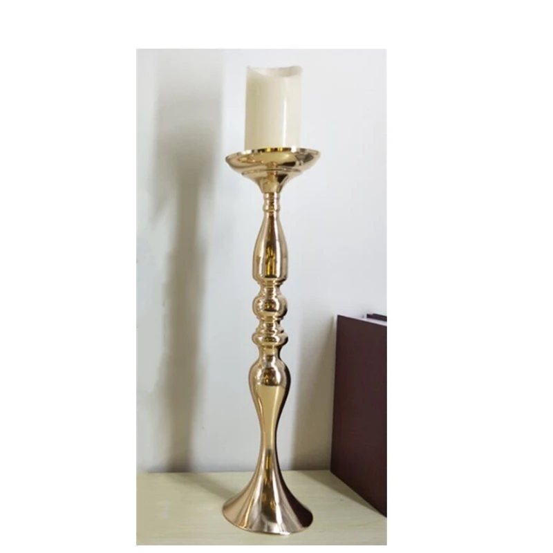 Gold 50 cm Золотые подсвечники 50 см/2", металлические подсвечники, ваза для цветов, столешница для свадебного украшения Предметы домашнего обихода, праздничная вечеринка, новогодний подарок - Цвет: Gold 50 cm