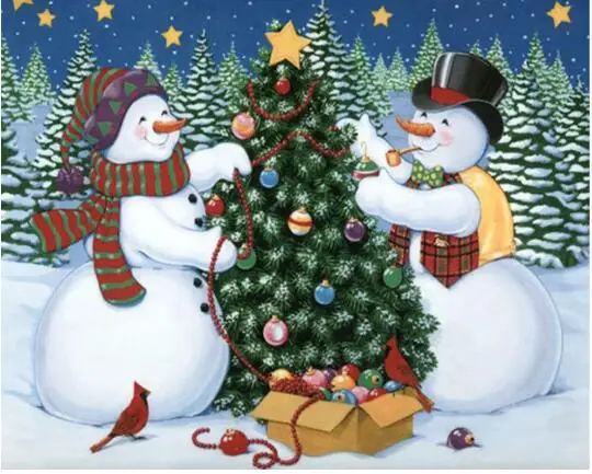 

Snowman Christmas gift Diamond Embroidery 5D Painting Cross Stitch Mosaic Pattern Square Rhinestone needlework gift Home Dec