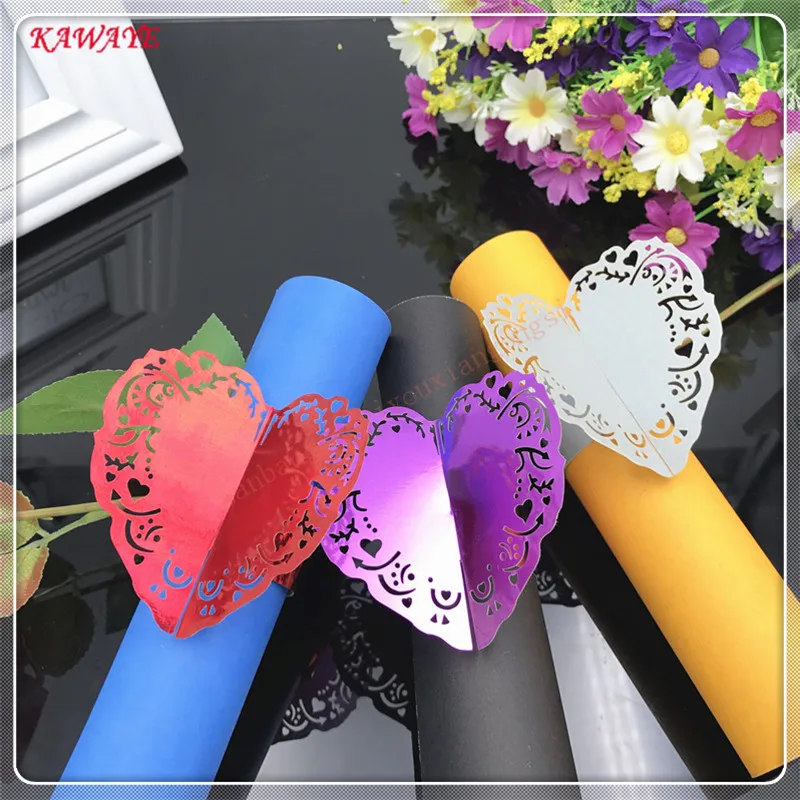 30 шт. в форме сердца жемчужина Бумага кольцо для салфеток Свадебная вечеринка