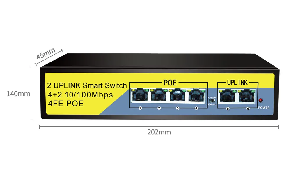KuWFi 10 портовый коммутатор PoE, 2 порта UpLink, 802.3af/at, 120 Вт Встроенная Мощность, Vlan до 250 м, металлический сетевой коммутатор Plug& Play