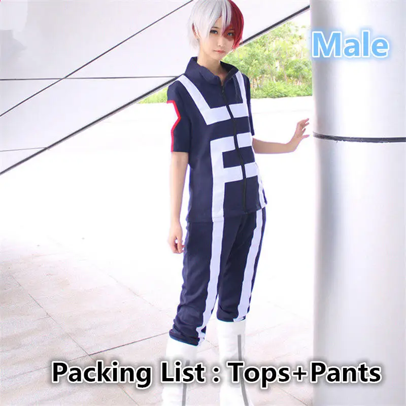 male JP Аниме Boku no Hero Bakugou Katsuki/Iida Tenya/Todoroki Shouto, костюм для косплея, спортивный костюм My Hero Academy, Топы+ штаны - Цвет: male