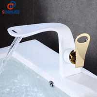 sognare contemporary bathroom basin sink faucet white deck mounted bath faucets brass mixer tap hot cold water crane griferia