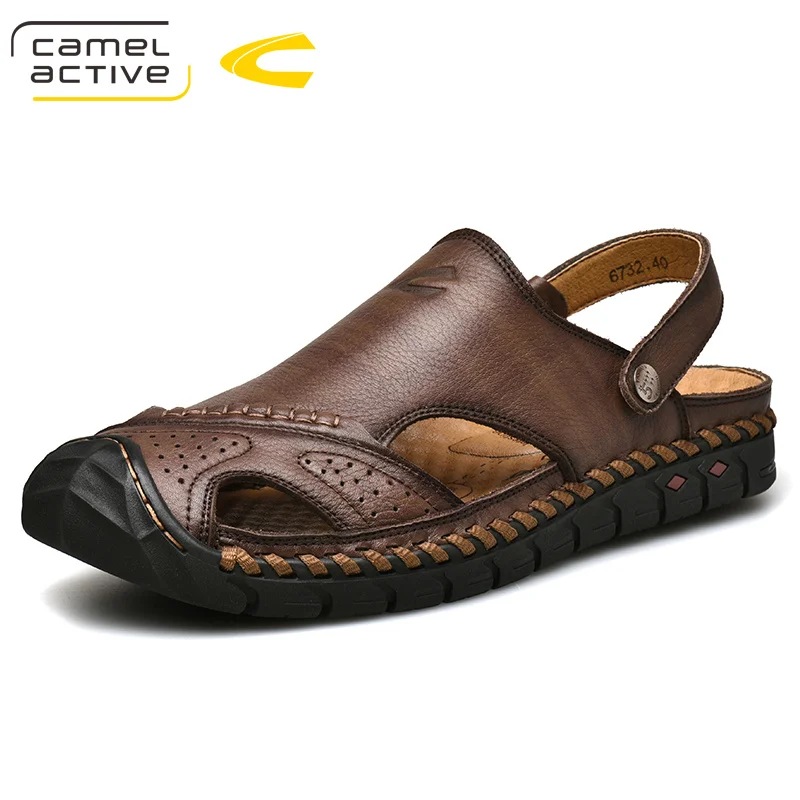 Мужские кожаные сандалии Camel Active Коричневые босоножки из натуральной кожи с
