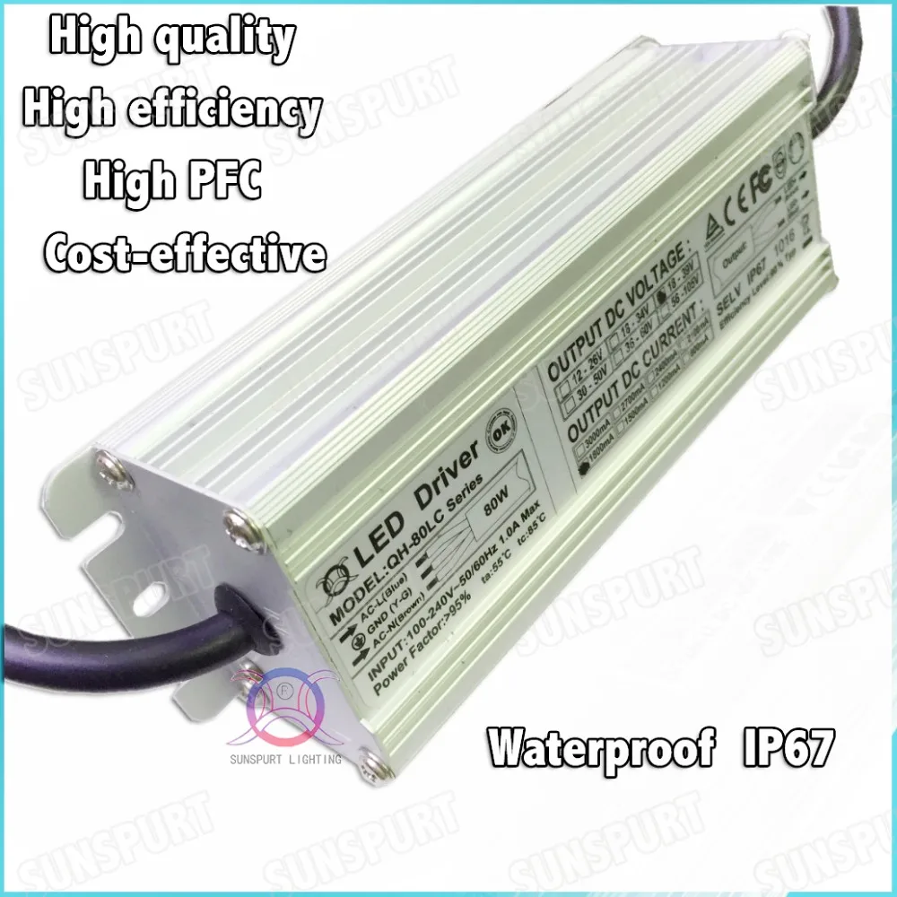 2 шт. по EMC LVD IP67 80 Вт AC85-277V светодиодный драйвер 6-12Cx6B 1800mA DC18-40V постоянного тока