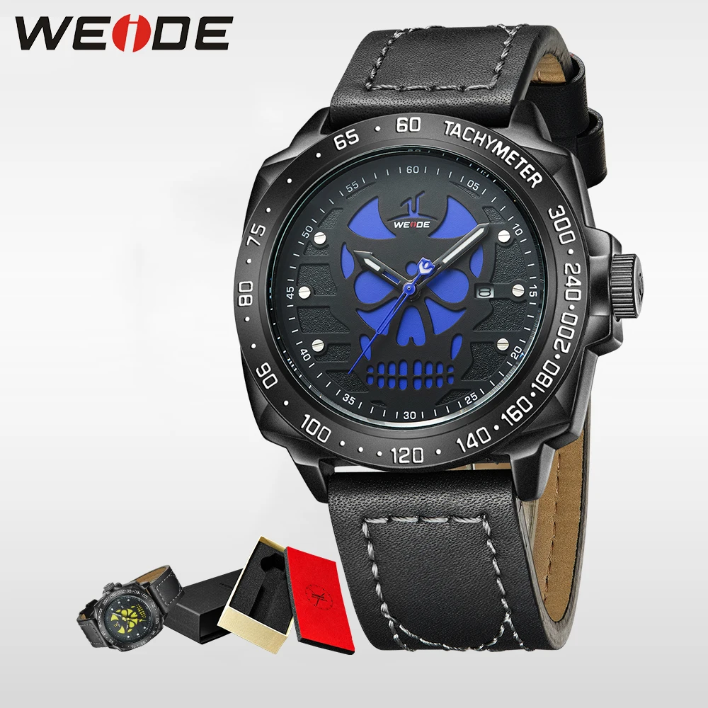 WEIDE Brand halloween watch sport Men Waterproof Quartz Wristwatch Analog Leather Strap eletronicos Relogio Masculino clock 1510 | Наручные