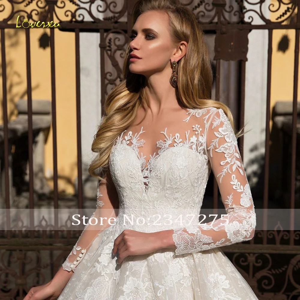 Свадебное платье с длинным рукавом Loverxu Vestido De Noiva кружевное принцессы