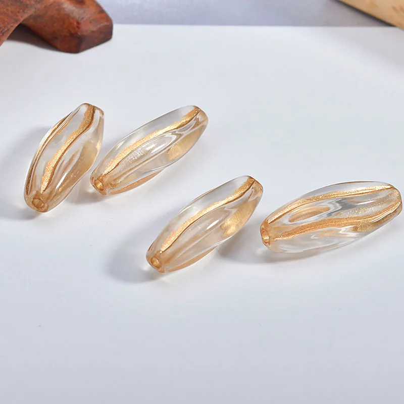 Прозрачные золотые бусины в стиле ретро с рисунком овальной тыквы Длинные