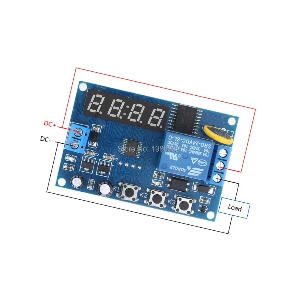 Цифровой многофункциональный таймер цикла WS16 DC 12 В с автоматическим замком