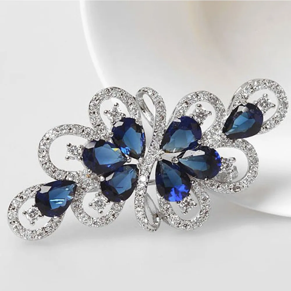 LUOTEEMI Роскошные Броши с фианитами в форме капли воды для женщин Свадебная