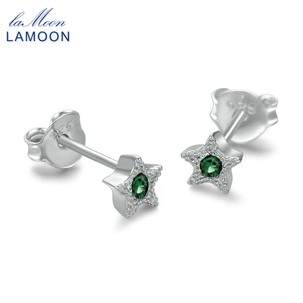 Женские серьги-гвоздики в форме звезды LAMOON желтые/синие/зеленые/Прозрачные