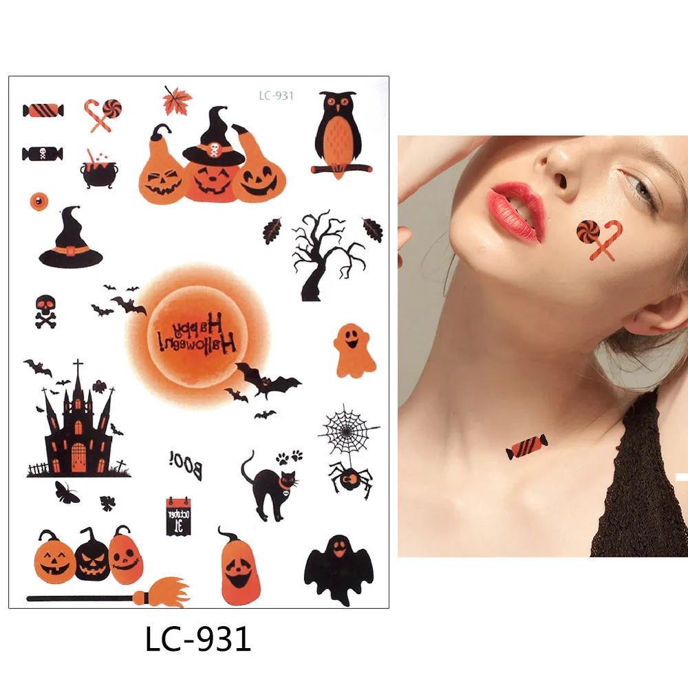Временная тату-наклейка glaryyees 1 лист поддельные тату на Хэллоуин вспышка