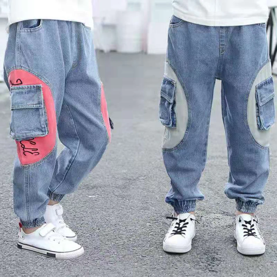 Детские джинсы высокого качества для активного отдыха новые весенние джинсовые