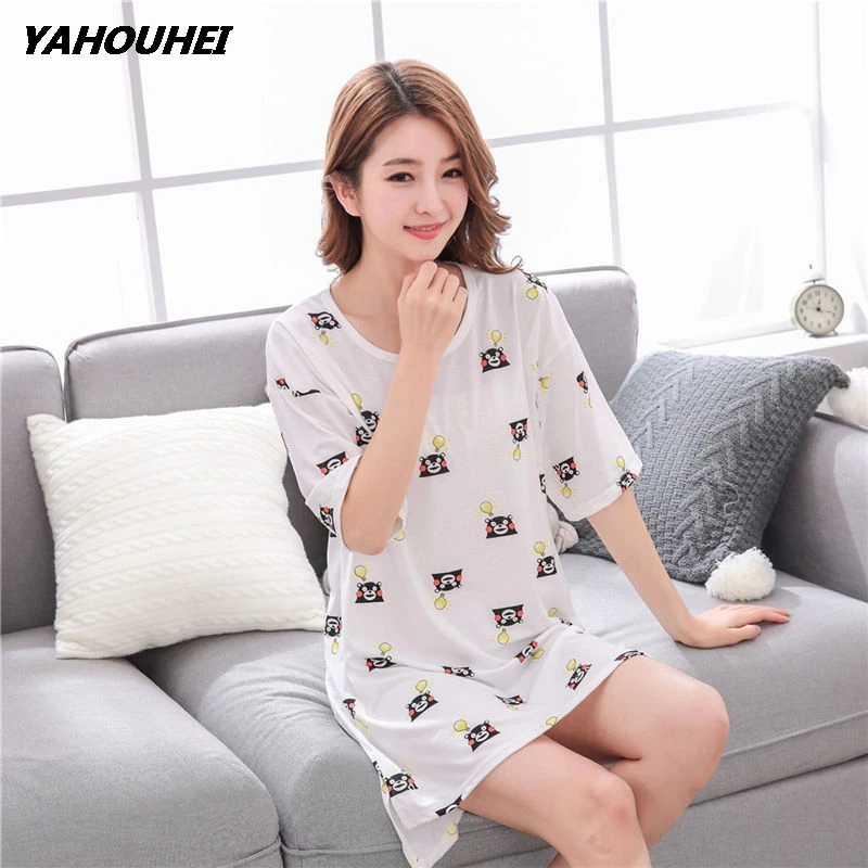 qiqiuxiong women Женские пижамные комплекты с героями мультфильмов, пижамный комплект с коротким рукавом, женские ночные рубашки с героями мультфильмов, домашняя одежда, пижамы для женщин, одежда для сна - Цвет: qiqiuxiong women