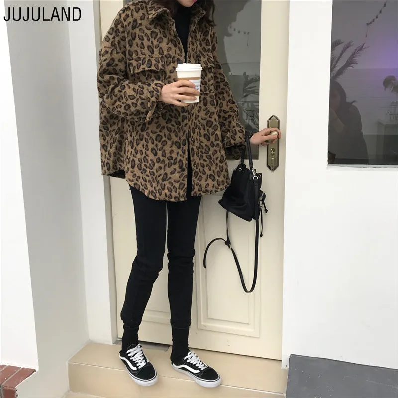 Женская рубашка из плотной ткани с леопардовым узором шерстяная Повседневная