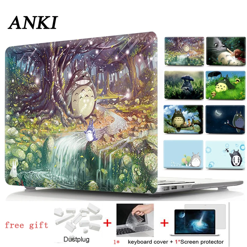 Totoro Shell Hard Laptop Case For Macbook Air Pro Retina 11 12 13.3 15.4 inch 2018 new 13 15 With Touch Bar Keyboard Cover+film |