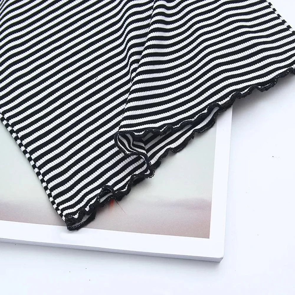 Сексуальная с плеча косой вырез оборками пуловер полосатый укороченный короткий