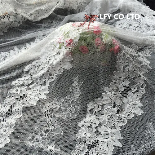 Высококачественная Белая Изысканная кружевная вышитая ткань Шантильи 150 см X 300