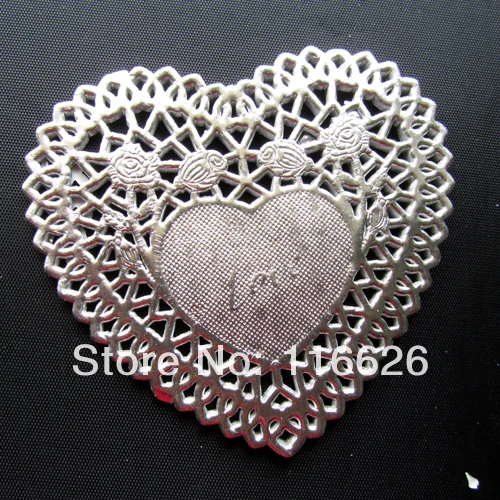 4 дюйма Сердце Золотой/Серебряный выпечки Пищевой Декоративные бумажные коврики