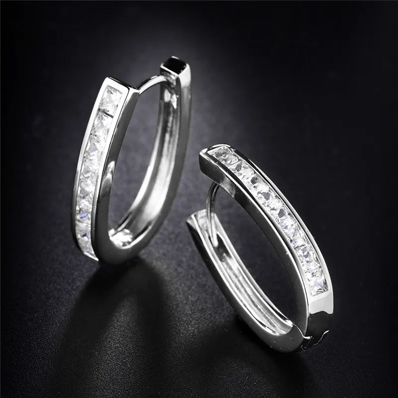 Женская большая серьга кольцо BUDONG серебряное/золотое с кристаллами из