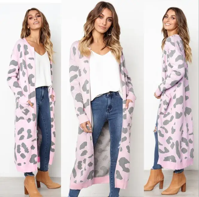 2019 Six-Color Long Sleeve Knit Sweater Jacket Loose Coat Autumn Winter Warm Female Cardigan |
